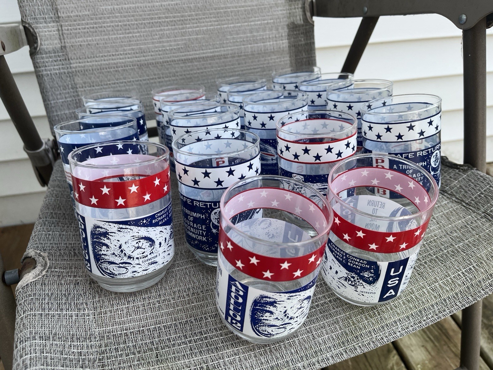 Vintage Lot of 18 APOLLO NASA Moon Landing Libbey 4" Drinking Juice Glasses