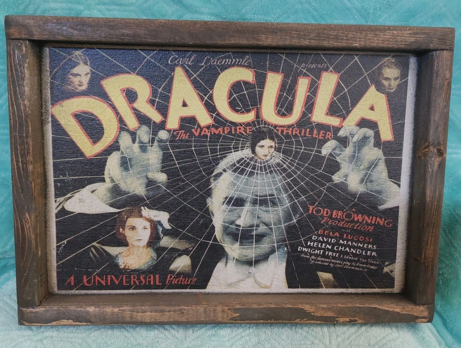 Dracula Universal Monsters Framed Wood Sign Or Tray 13" Horror Movie