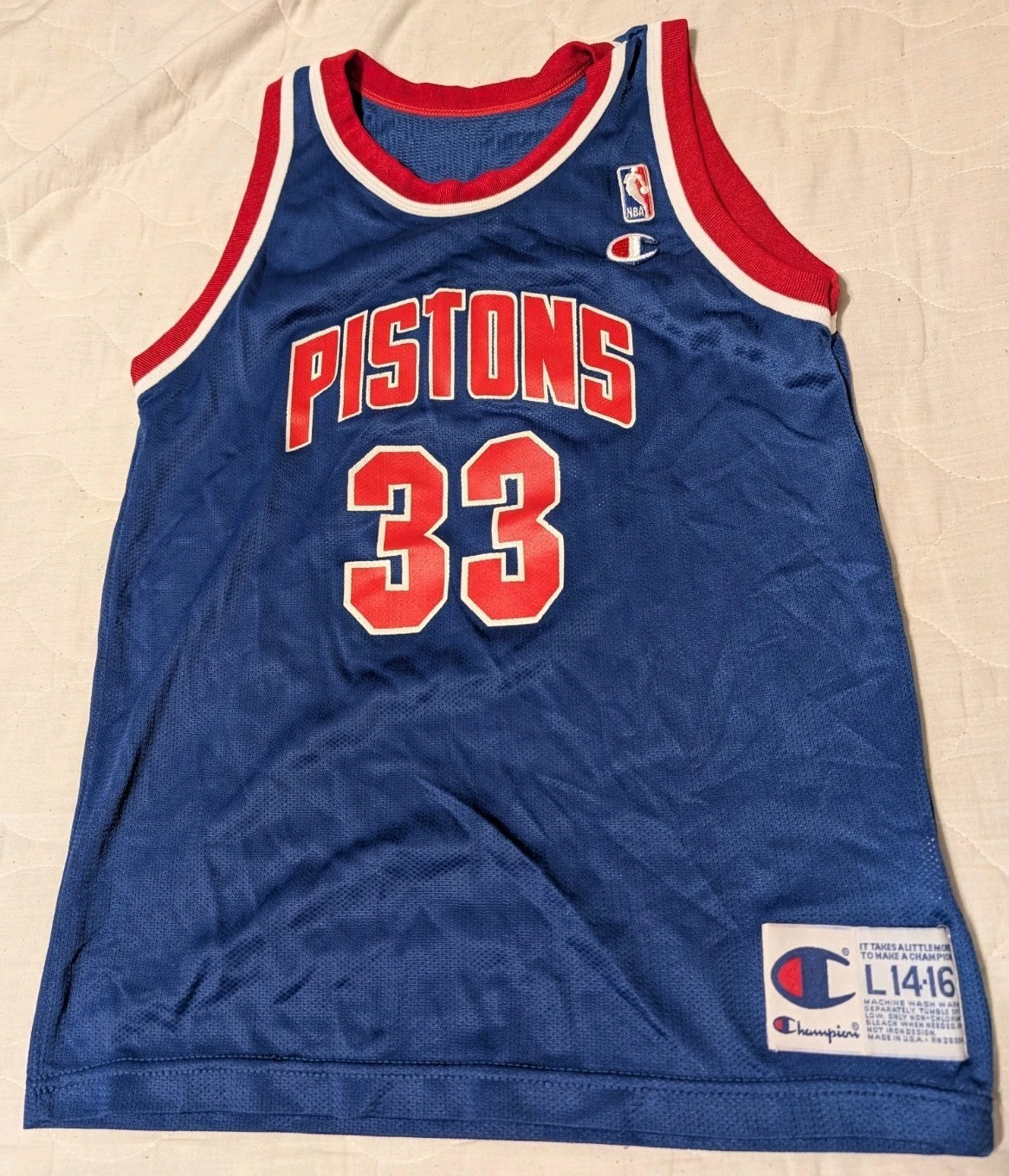 Detroit Pistons Grant Hill #33 Jersey Youth L 14 16 Champion NBA Blue