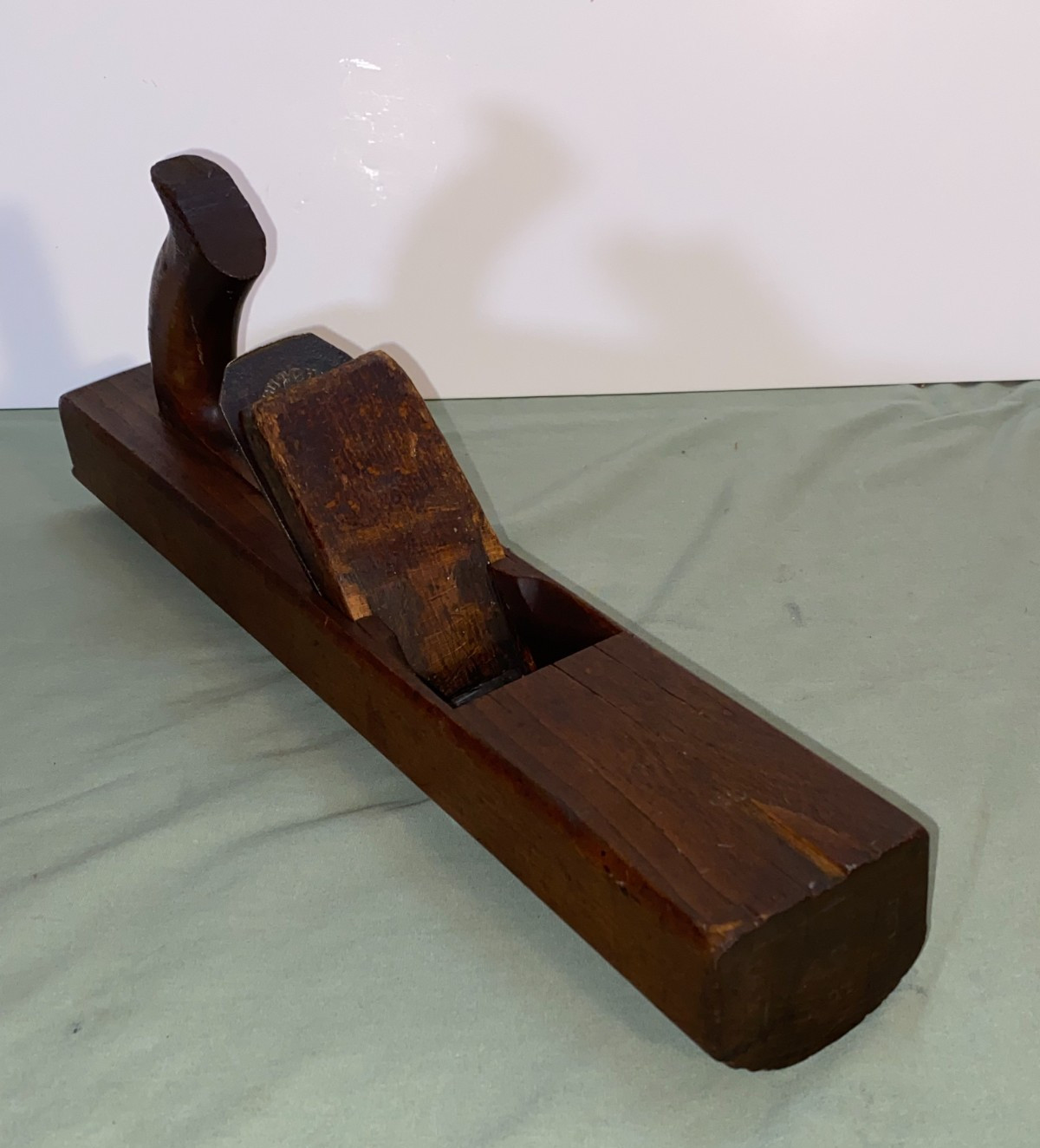 1800's 16" WOODEN GUTTER JACK PLANE  W. BUTCHER BLADE Cab MFG. GREAT PATINA!