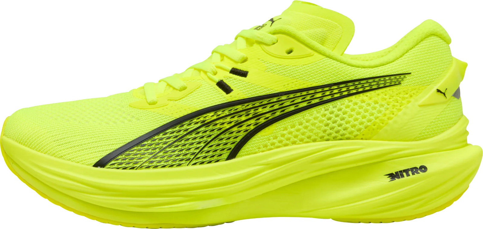 Puma Deviate Nitro 3 Mens Running Shoes Yellow Cushioned Carbon Sports Trainers