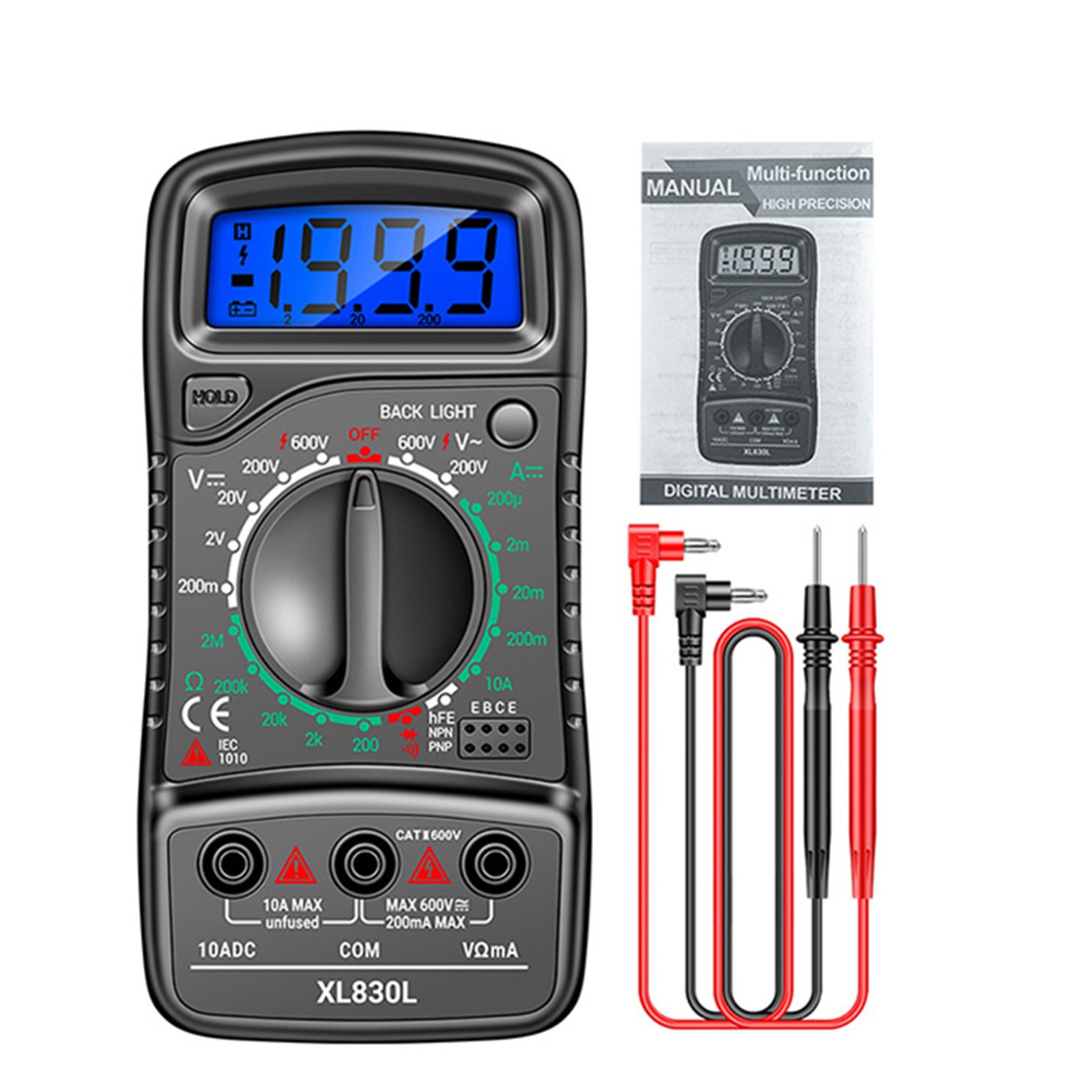 1Pc Digital Multimeter Voltmeter Ammeter Ohmmeter Volt AC DC Diode Tester Meter