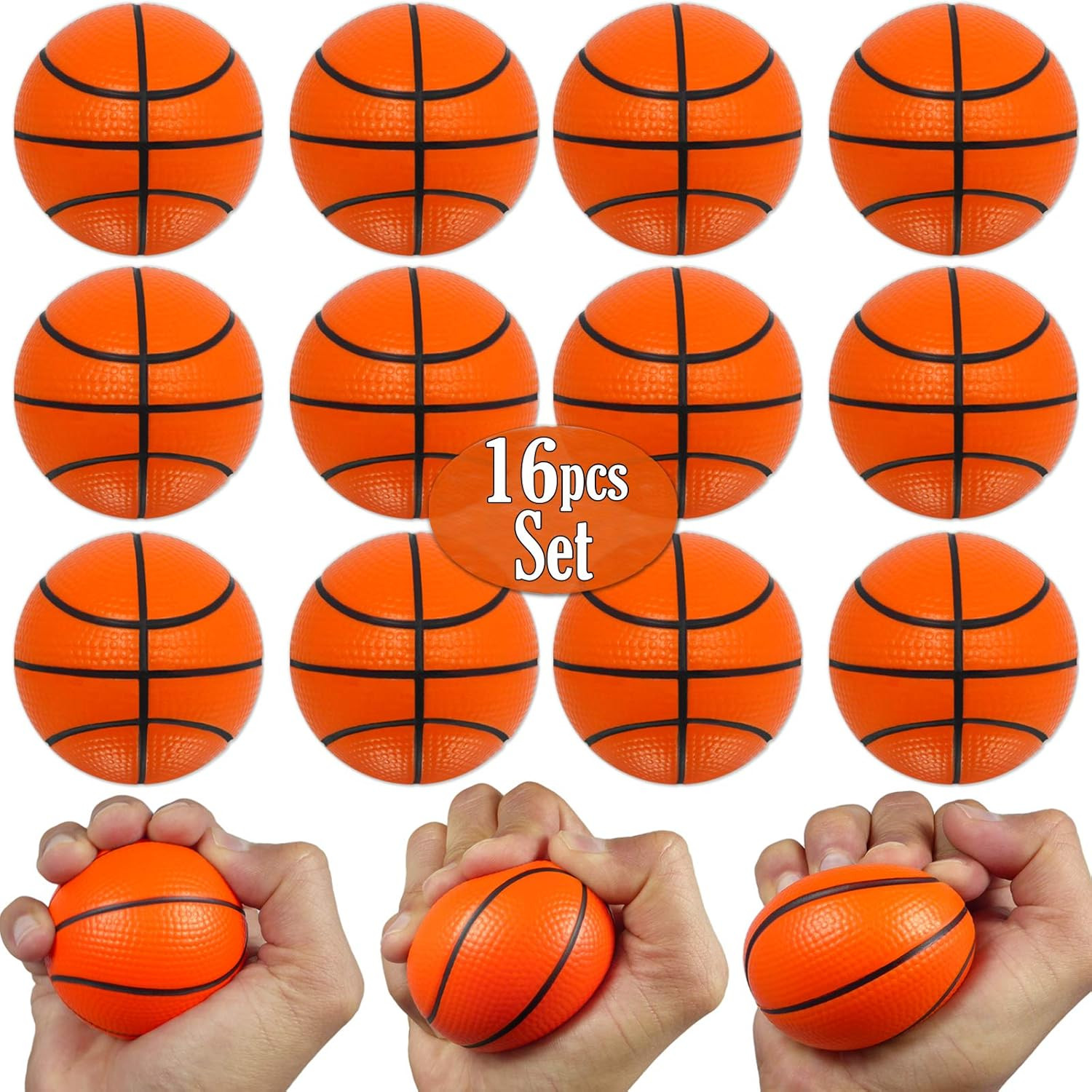Mini Basketball Stress Balls 16 Pcs Pack | 2.5” Inch Mini Basketballs for Kids |
