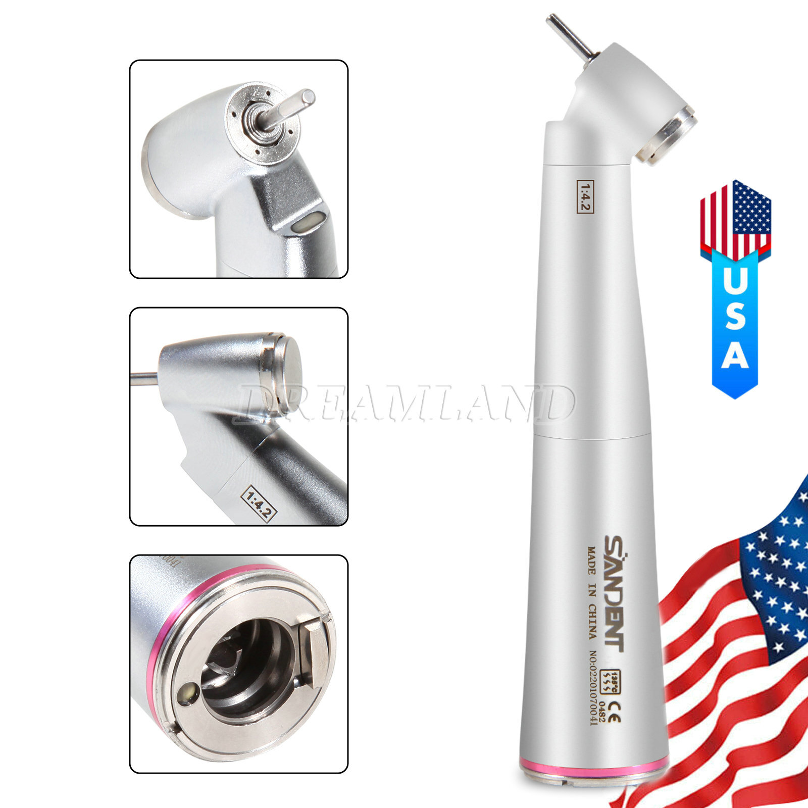 Dental 1:4.2 45° Contra Angle Surgical LED Fiber Optic Handpiece fit NSK Z45L CE