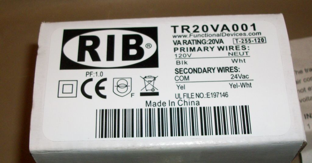 RIB E197146 Control Transformer, #TR20VA001