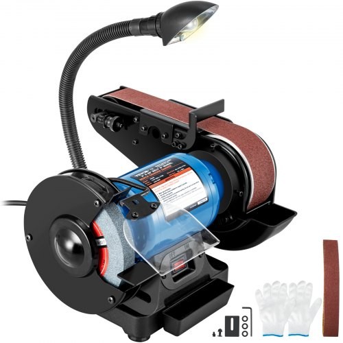 VEVOR Combo Belt Sander Grinder Bench Sharpener 6" Disc 2" x 28" Belt w/ Lamp
