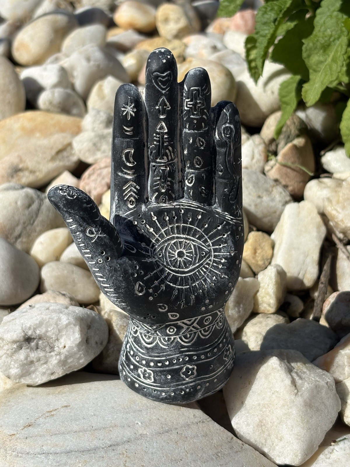 Palmistry Hand Statue Palm Reading Boho Psychic Decor 5.25" Dark Gray
