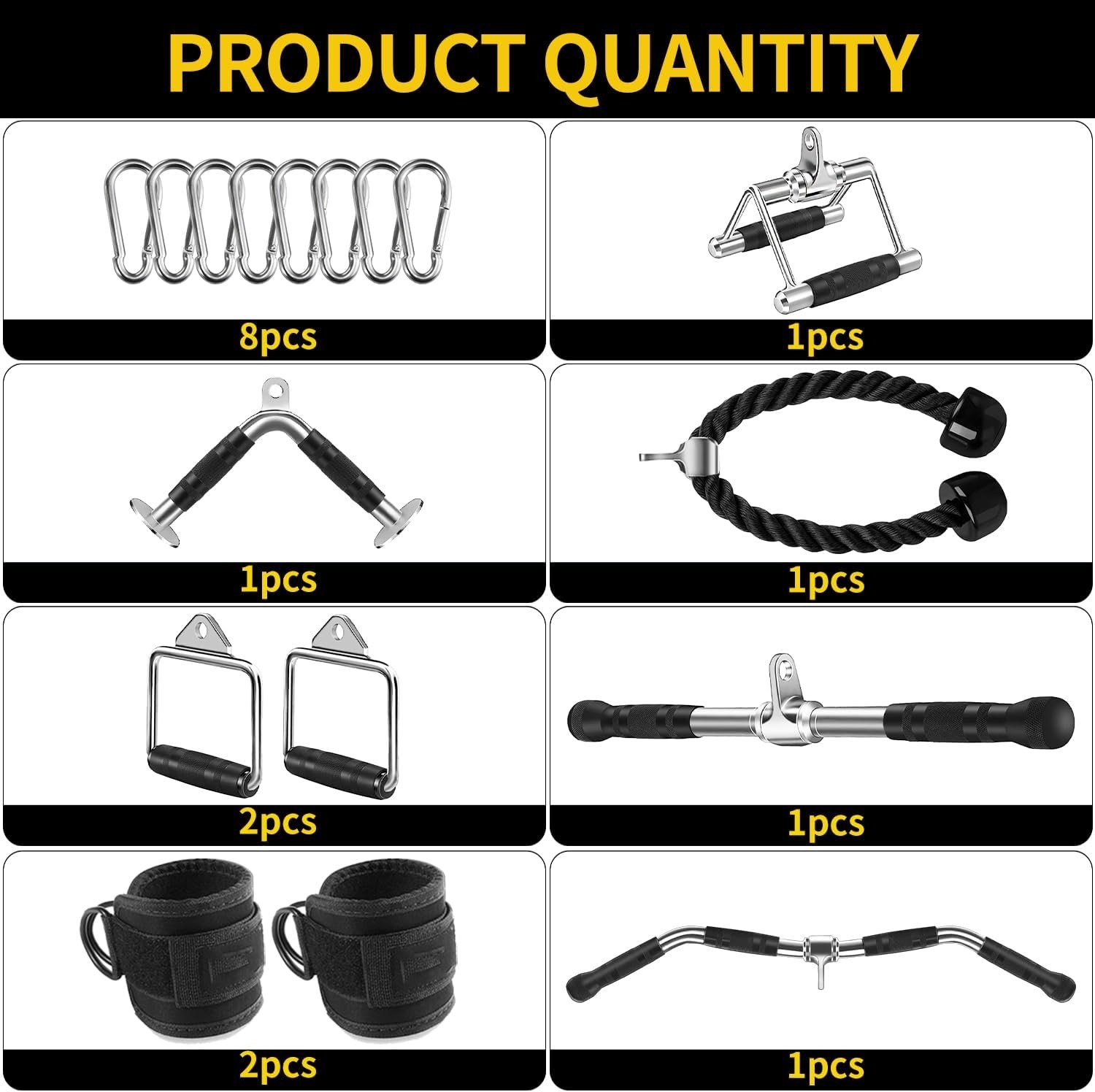 Durable Tricep Pull Down & LAT Pulldown Attachments Set - Enhance Your Home Gym