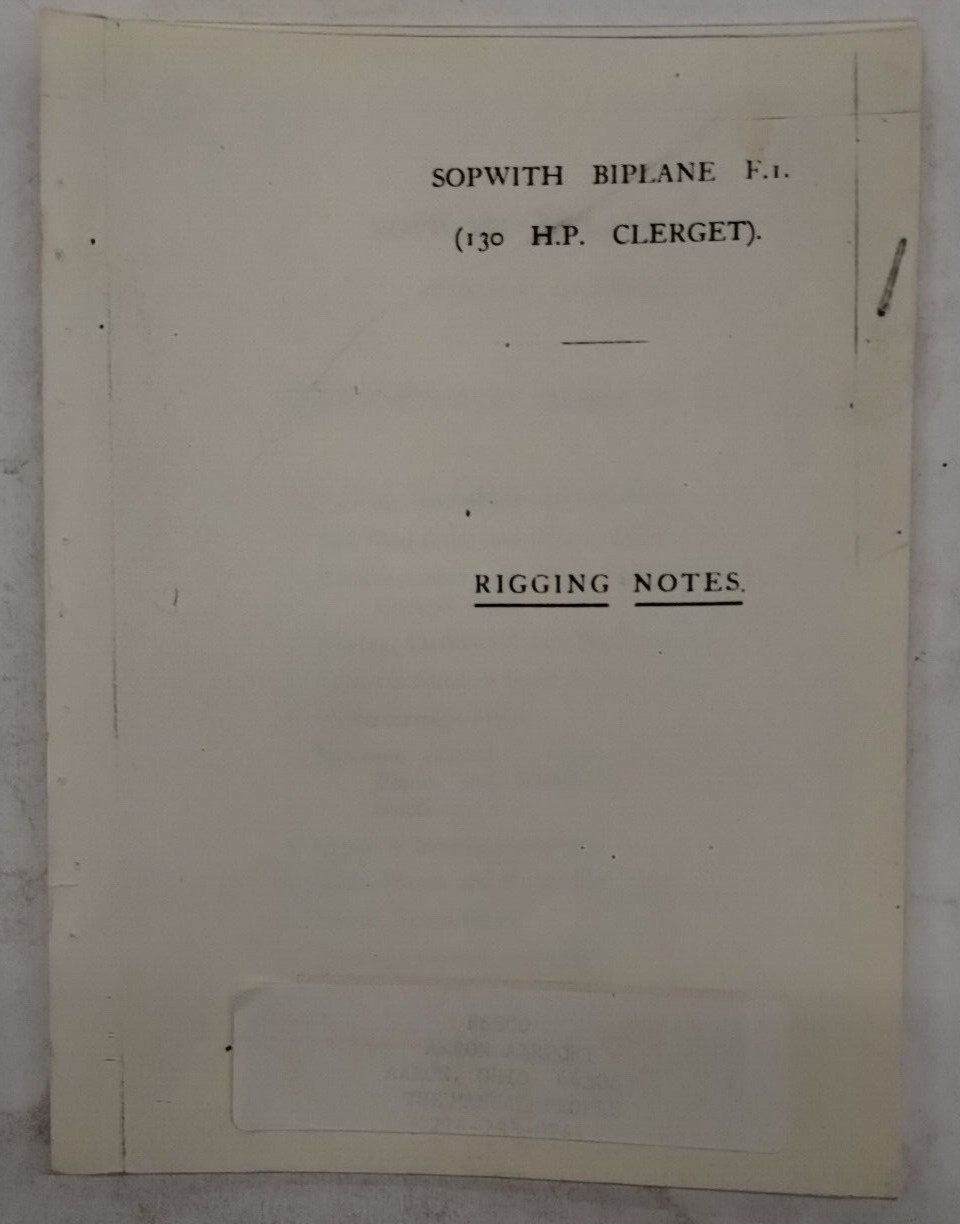 Sopwith Biplane F.I. (130 H.P. Clerget) Rigging Notes-Copy