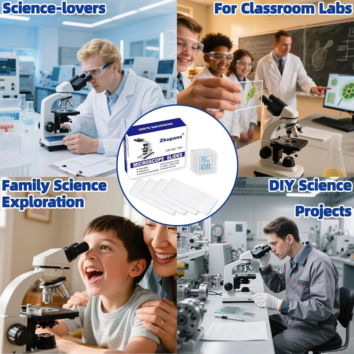 Blank Glass Microscope Slides and Covers - Ground Edges & 45° Clipped Corners, H
