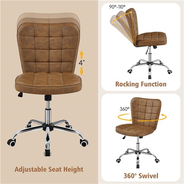 Modern Faux Leather Upholstered Rolling Office Chair Modern Task Chair