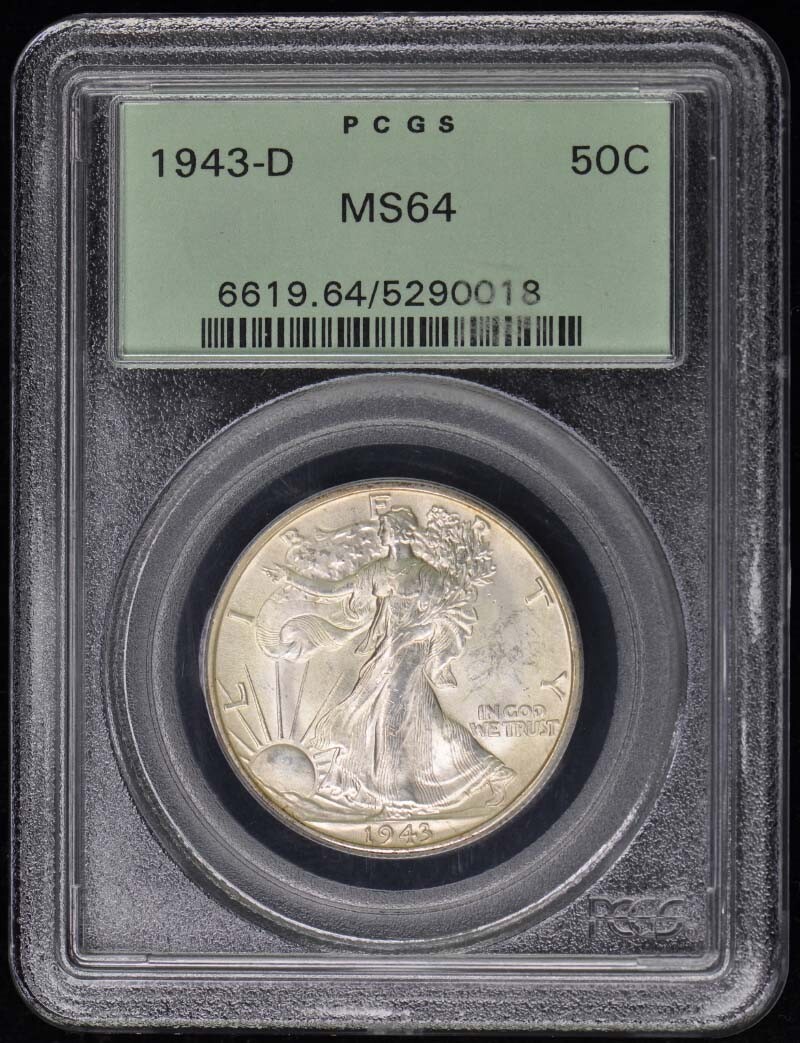 1943-D 50C Walking Liberty Half Dollar PCGS MS64