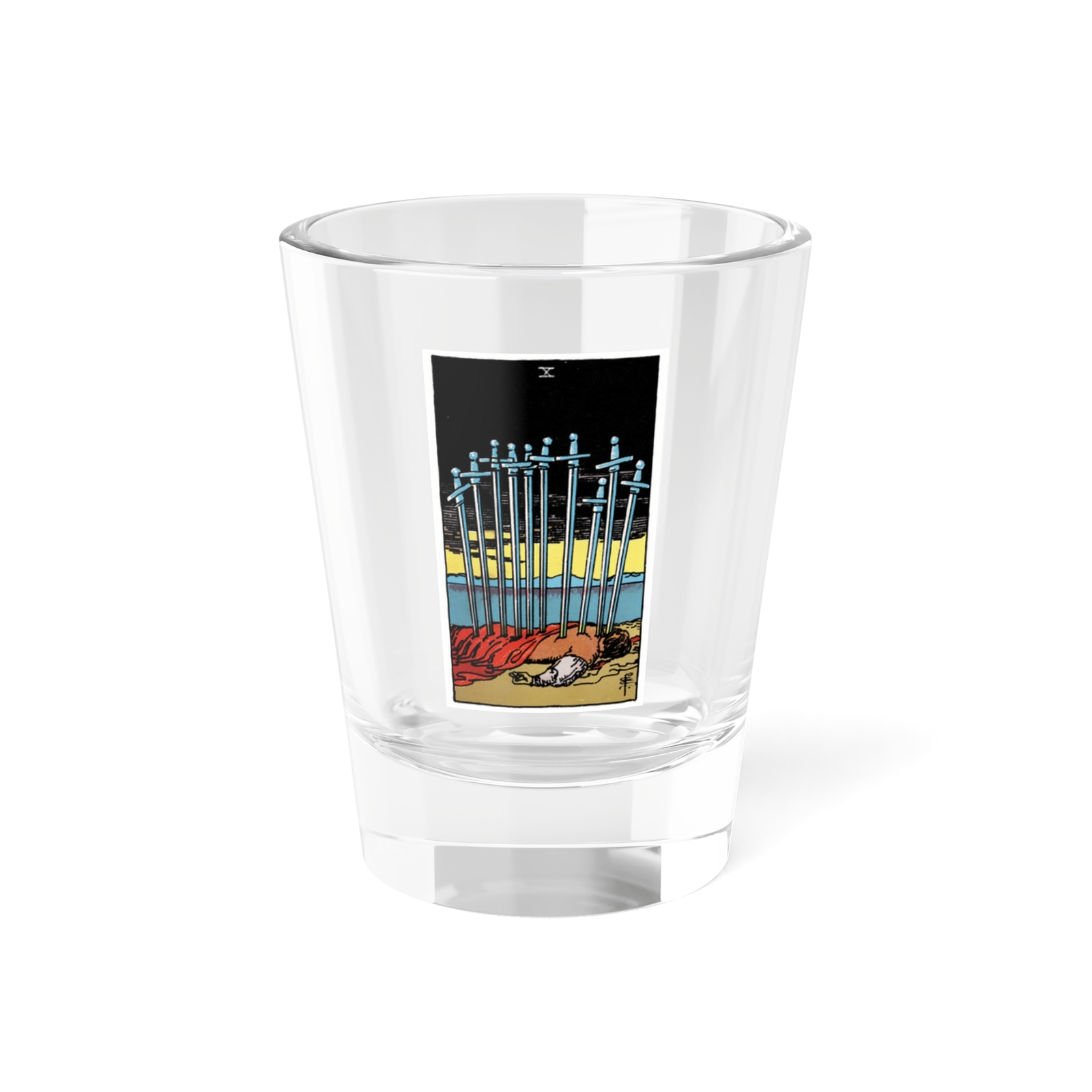 The 10 of Swords (Tarot Card) Shot Glass 1.5oz
