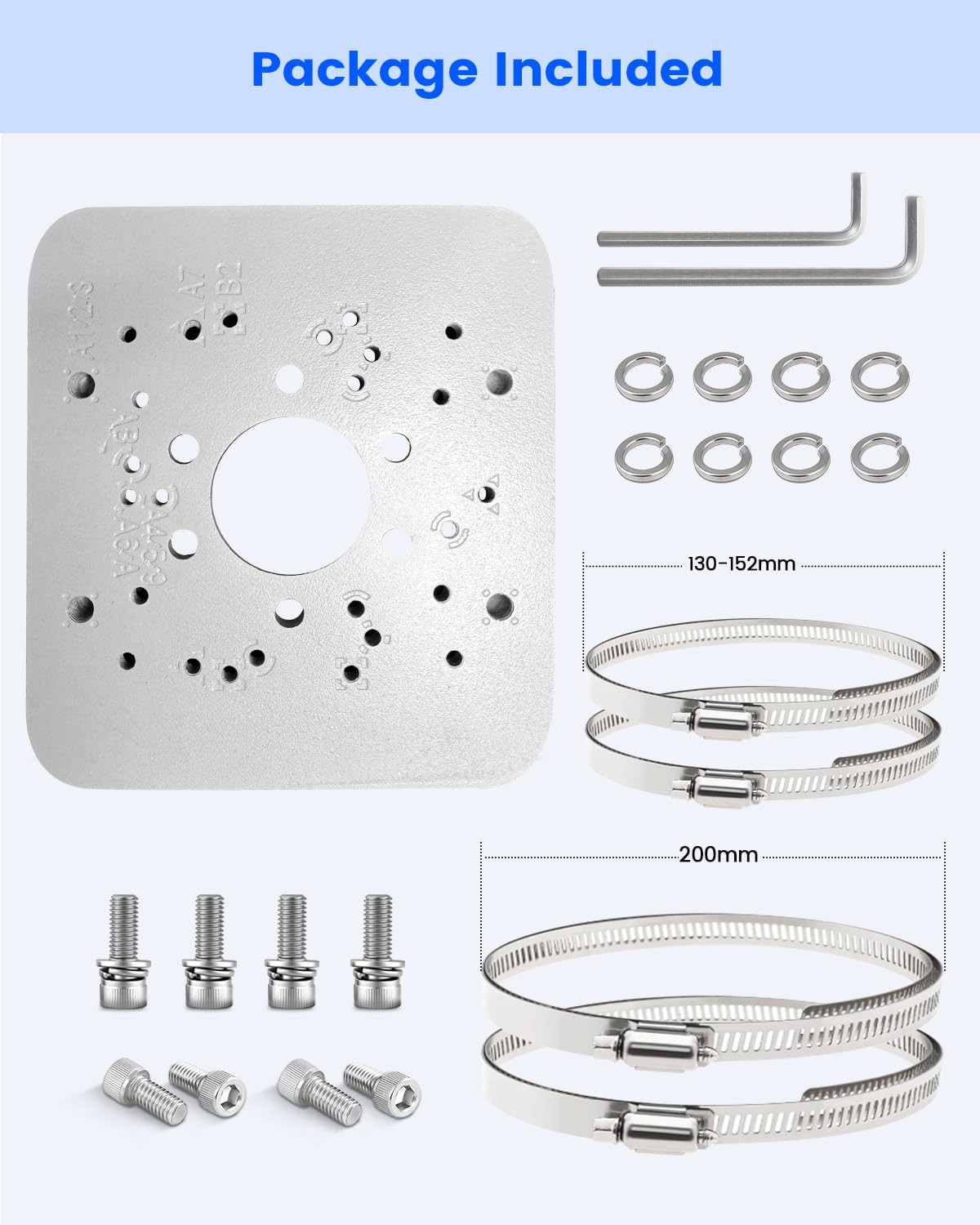 Universal Metal Security Camera Vertical Pole Mount Bracket 1 Pack, Ivory