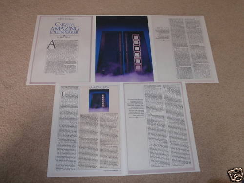 Carver AMAZING LOUD SPEAKER Review, 1986, 5 pgs, Rare! Bob Carver Design