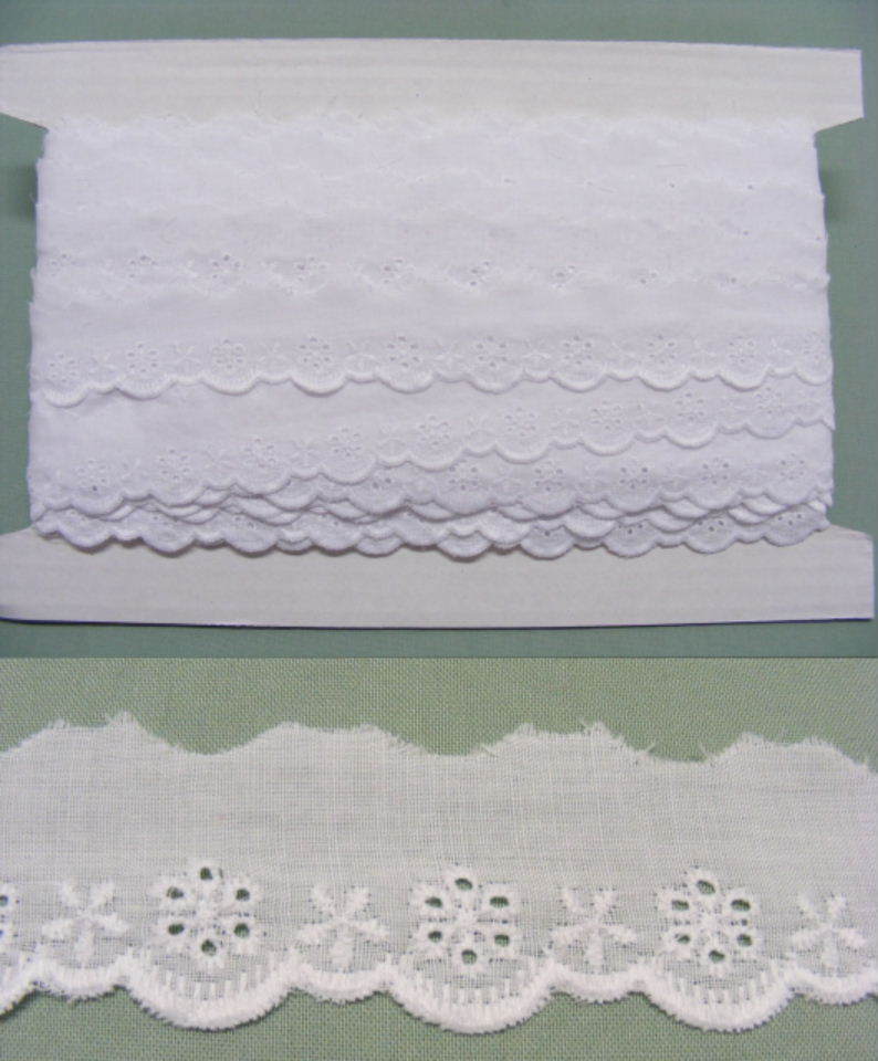 Broderie Anglaise Flat Lace  (3114) - White 10 meters