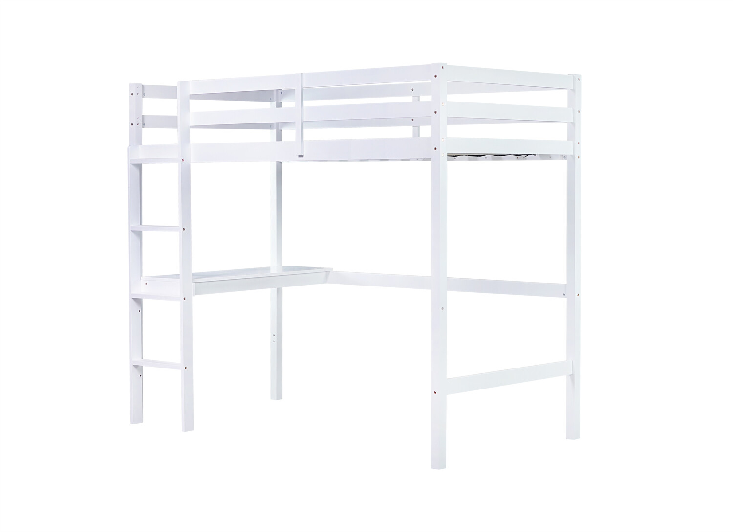 Twin Size Loft Bed Frame Wooden Twin Size Bed Frame with Desk White/Oak/Pink