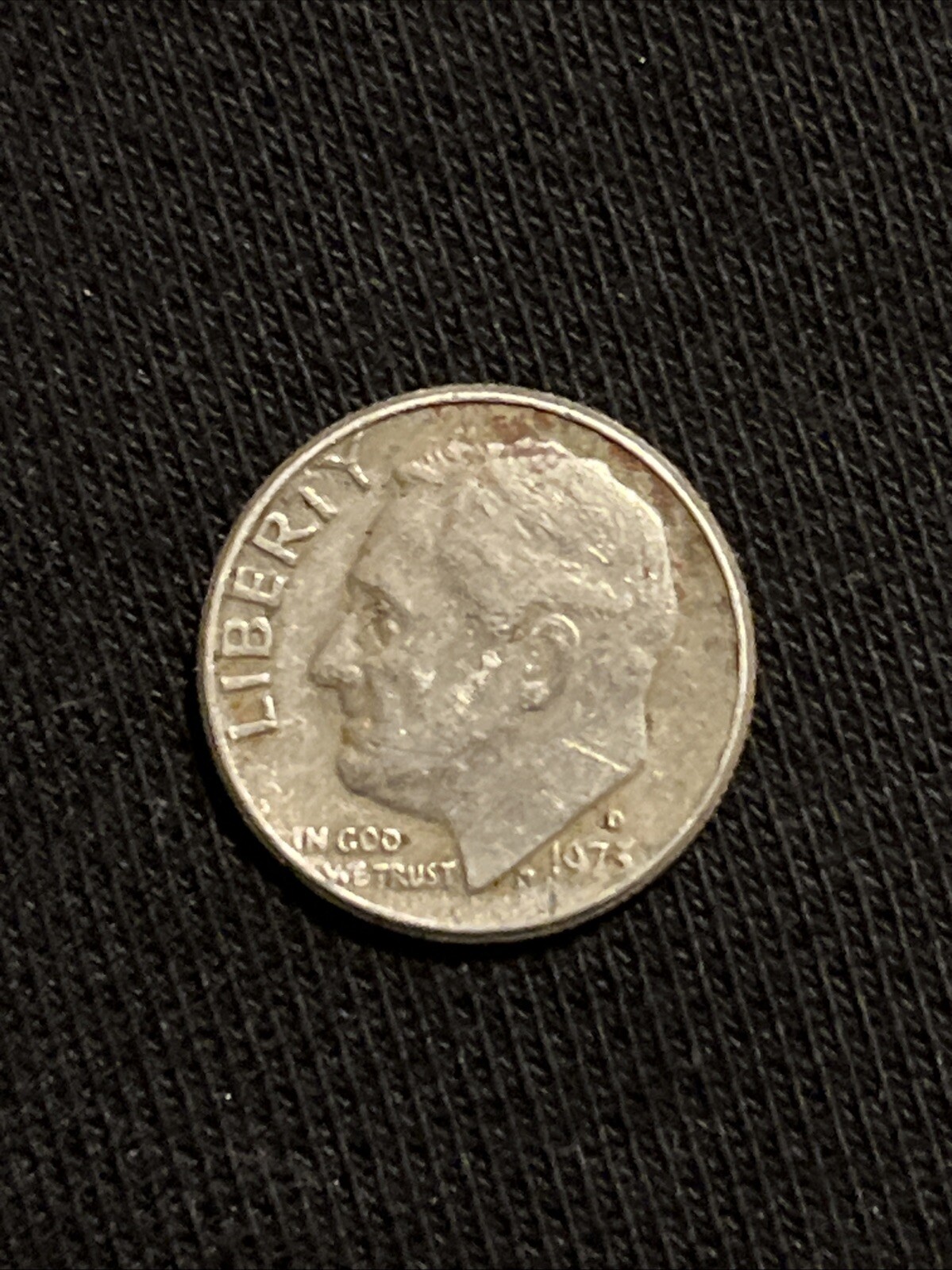 1973 D Dime Very Rare “W” In we Toching Border Oval Shape Error