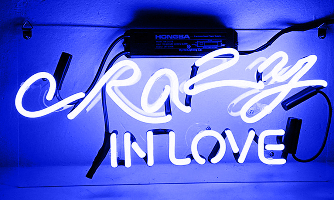 CRAZY IN LOVE Neon Sign Light Home Room Wall Hanging Beer Bar Pub Decor 20"