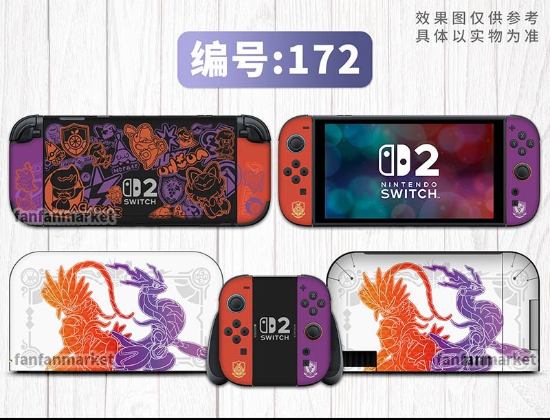 Vinyl Decal Skin Protector or Nintendo Switch 2 Pokémon Scarlet Violet #172