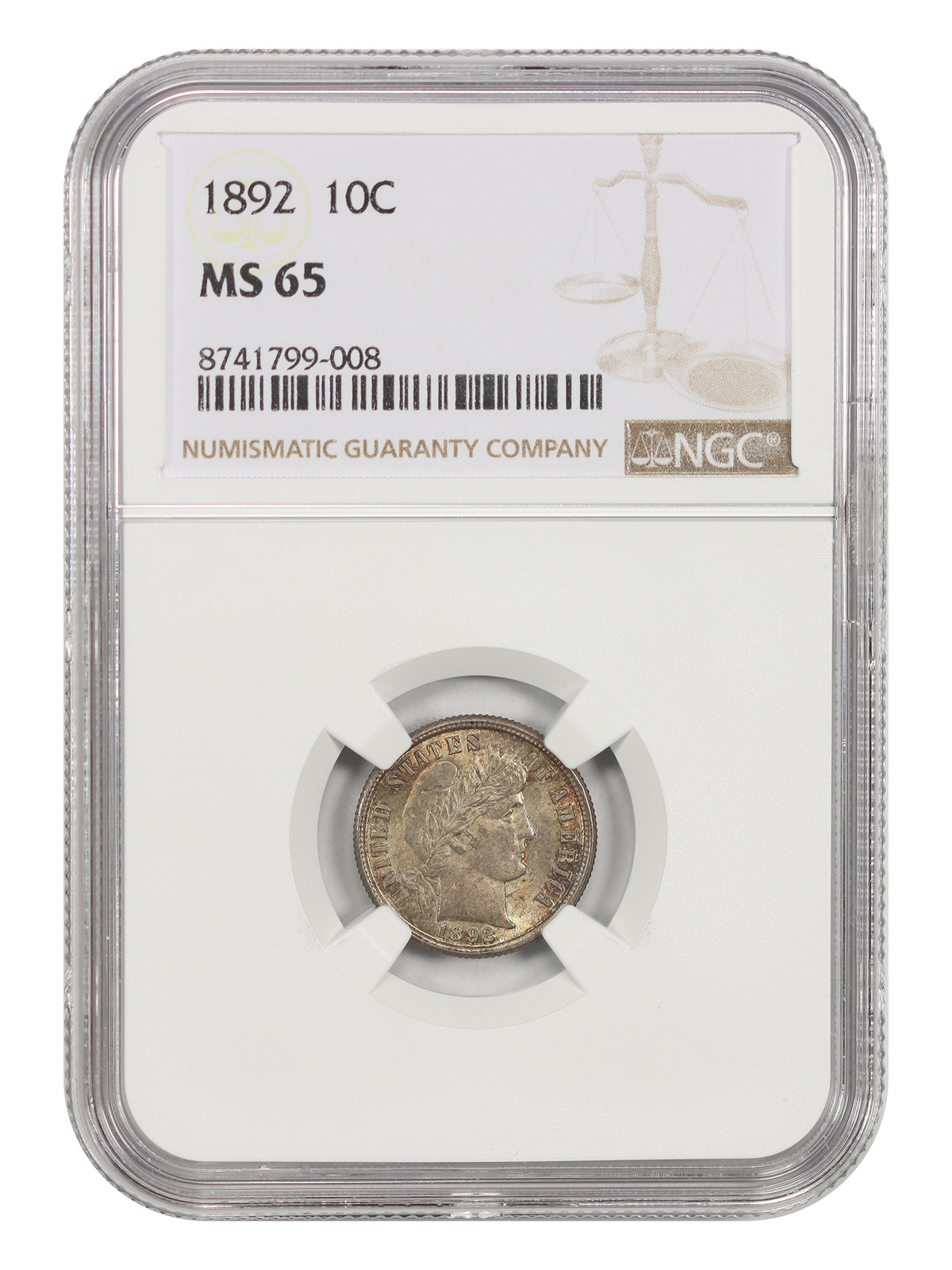 1892 10C NGC MS65 - Barber Dime