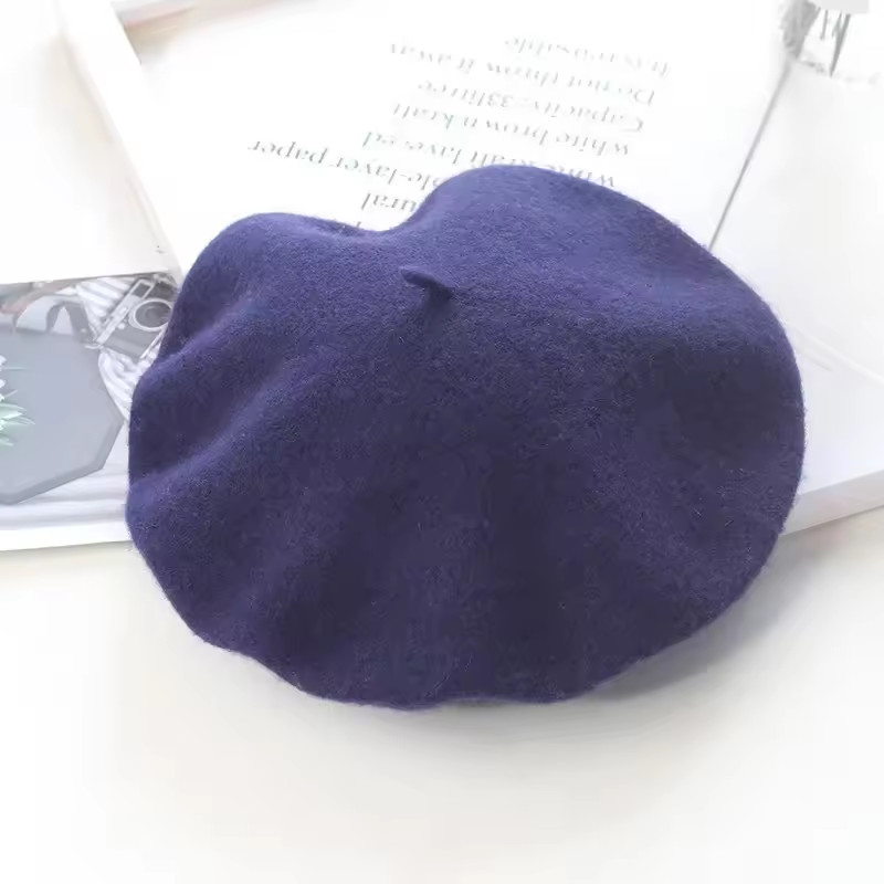 Women Casual Wool Beret Classic Elegant French Style Solid Color Hat