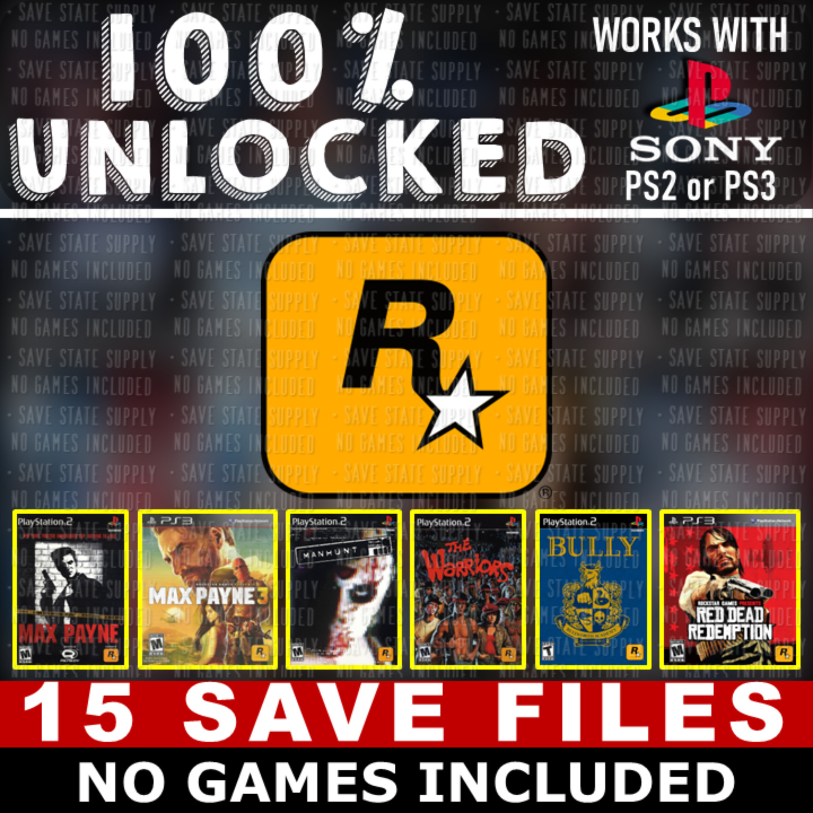 Max Payne Manhunt Warriors Bully Red Dead Redemption LA Noir PS2 PS3 Memory USB