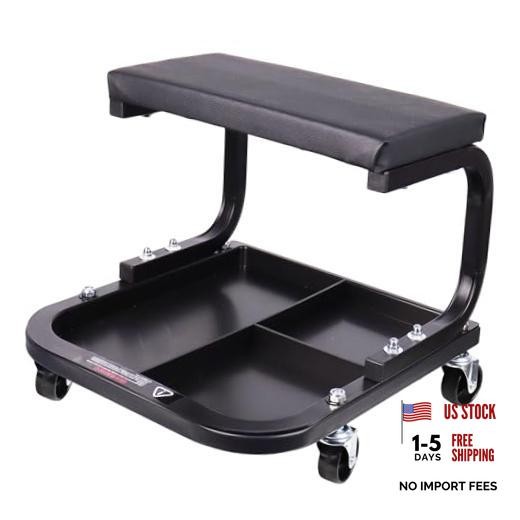 Rolling Creeper Garage/Shop Seat, Padded Rolling Workshop Stool with Tool Black