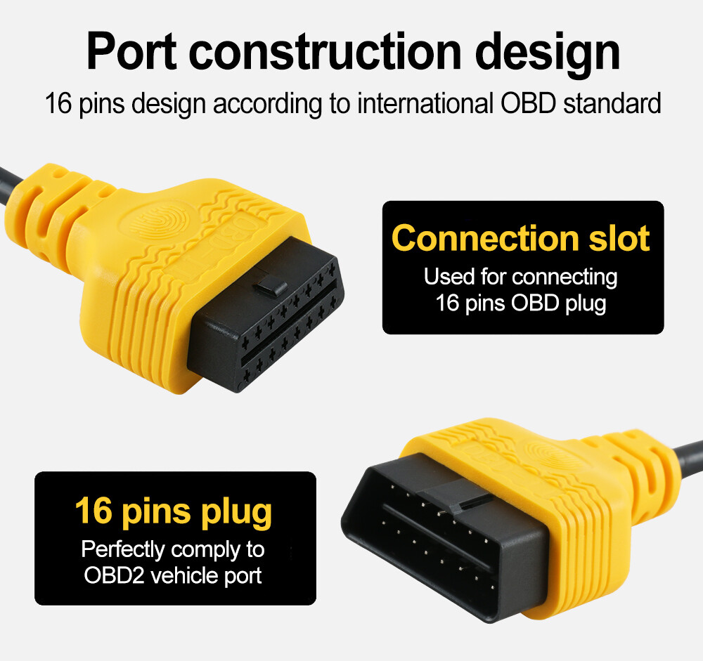 OBD2 Extension 16Pin Cable OBD ll Male to Female Diagnostic Scanner Adapter 30cm
