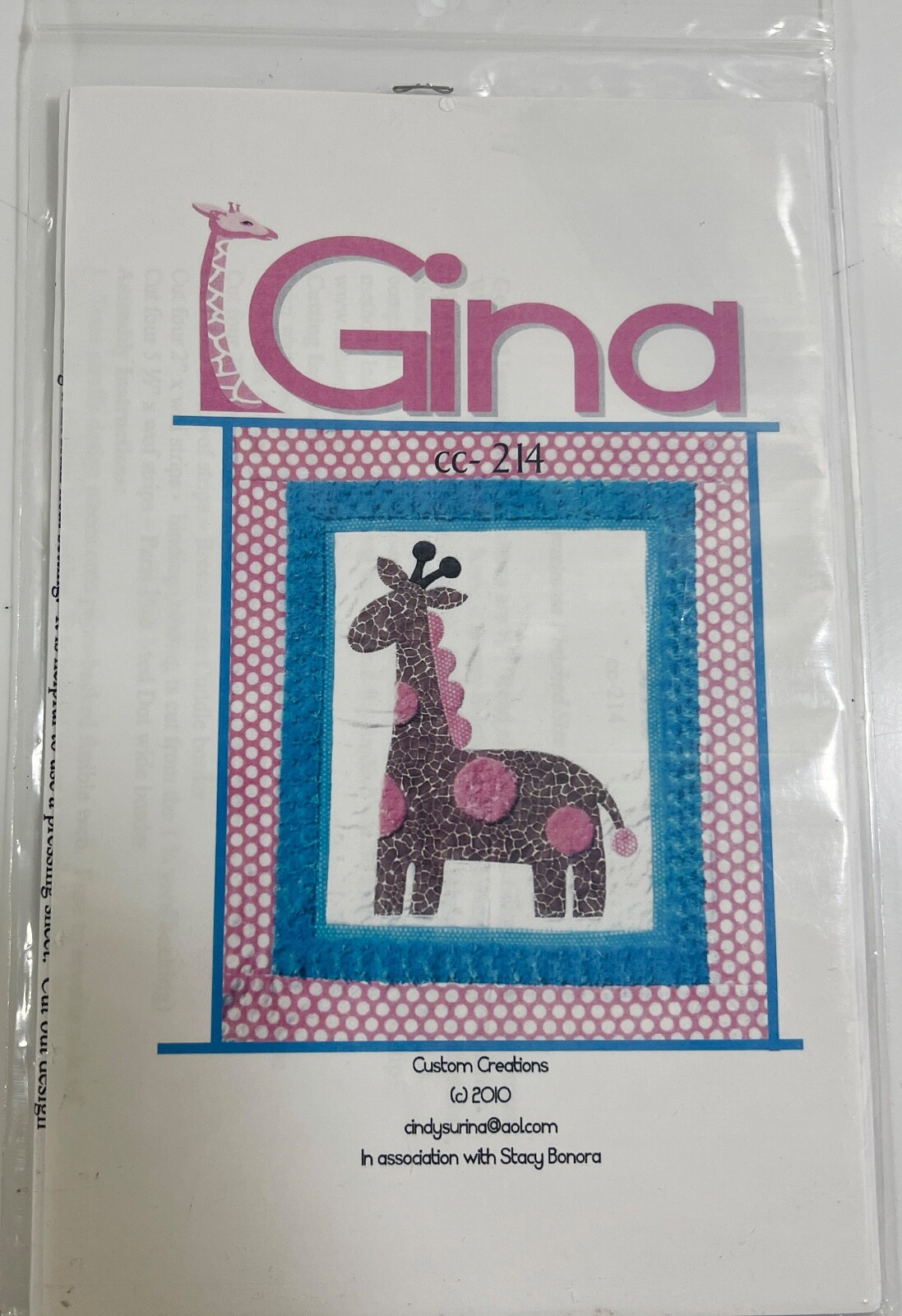 Gina CC-214 Pattern Finished Size -43"x51 1/2" By Cindy Surina