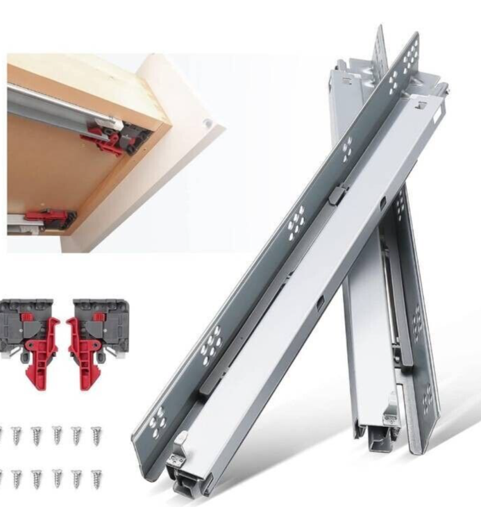(3 Pairs) 18 Inch Undermount Drawer Slides, Self Soft Close, Full Extension