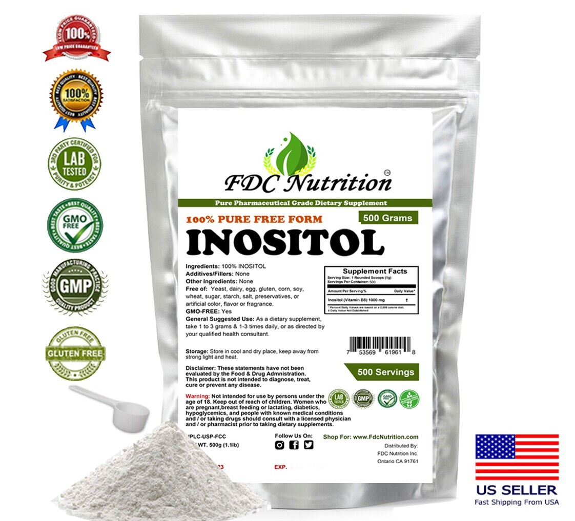 1.1lb (500g) PURE INOSITOL POWDER MOOD STRESS ANXIETY VEGAN