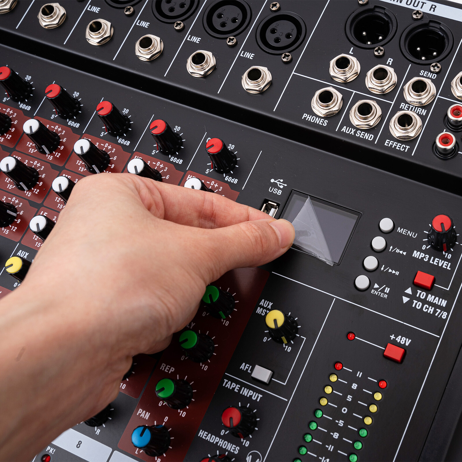 Pro 8 Channel Bluetooth Studio Audio Mixer Live Sound Mixing Console with USB