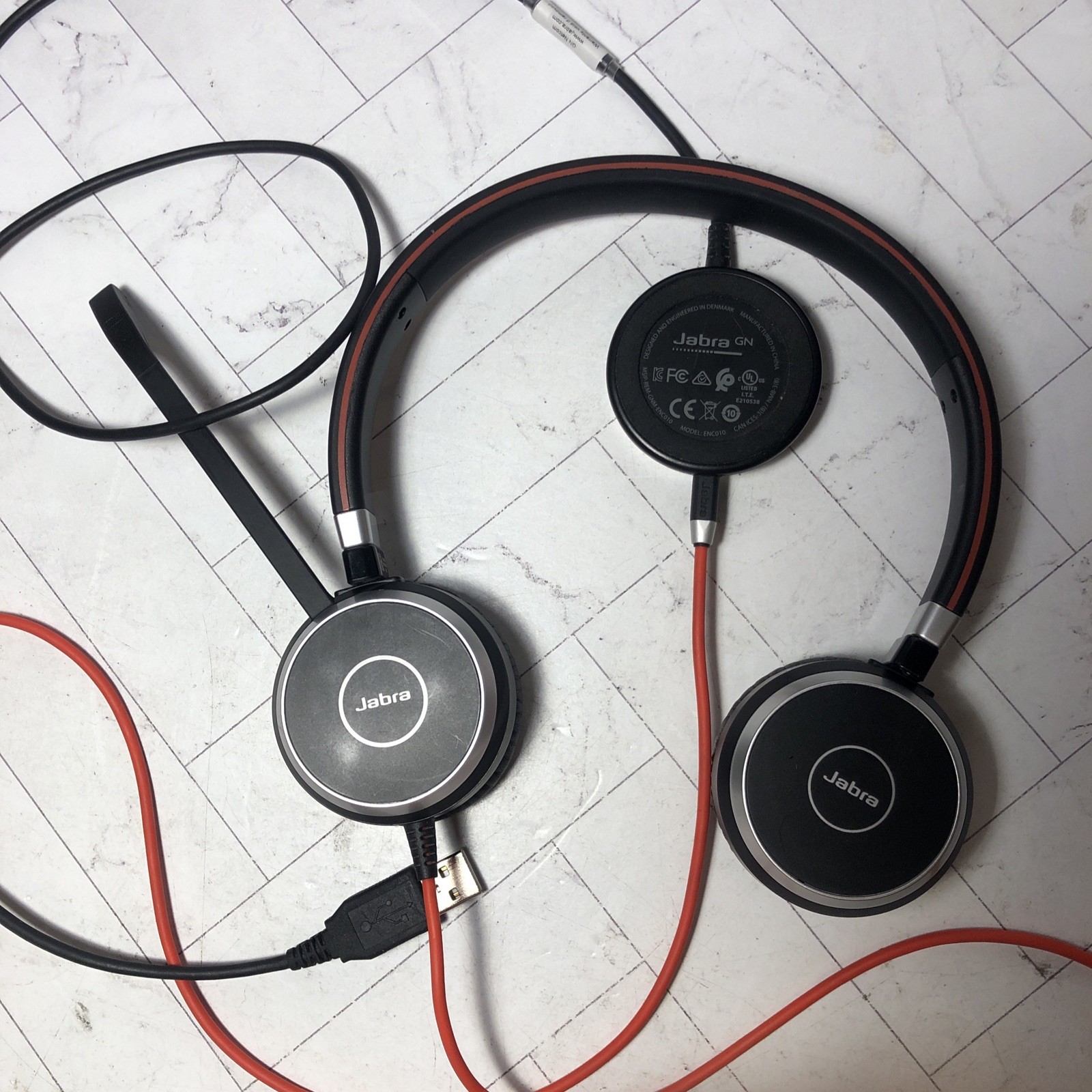 Jabra W02L Headset wired Headphone w GN ENC010 Connector USB Adapter BARELY USED
