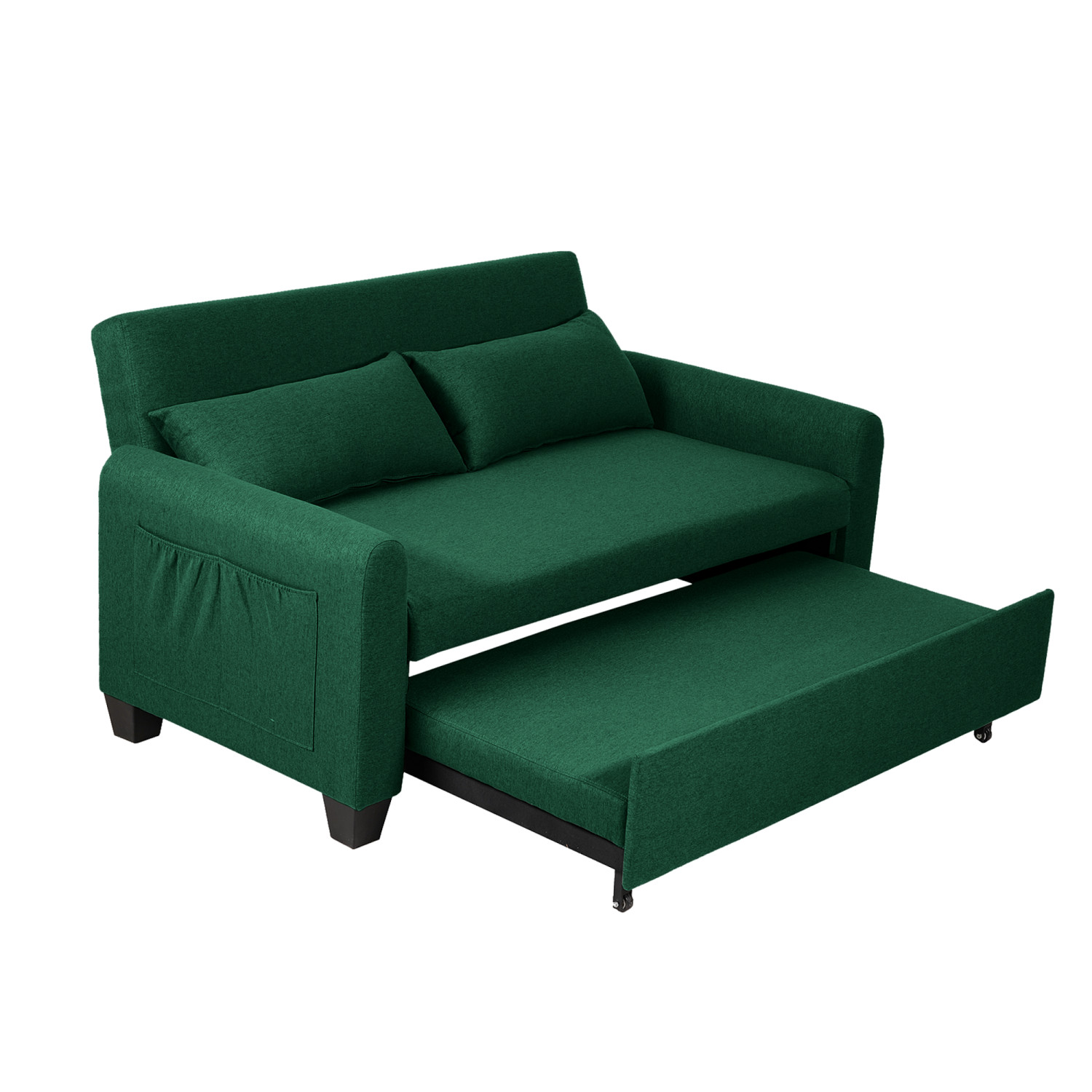 60.24'' Convertible Sleeper Sofa Bed Burlap Loveseat Sofa Couch w/ Pull Out Bed