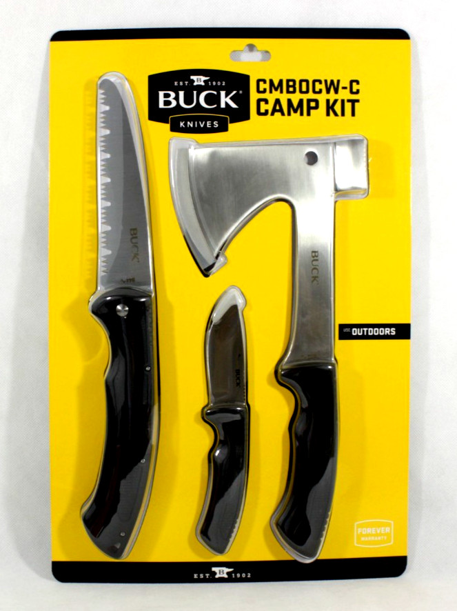 BUCK Knives Camp Kit Folding Saw, Fixed Blade Knife with Sheath, Axe with Sheath