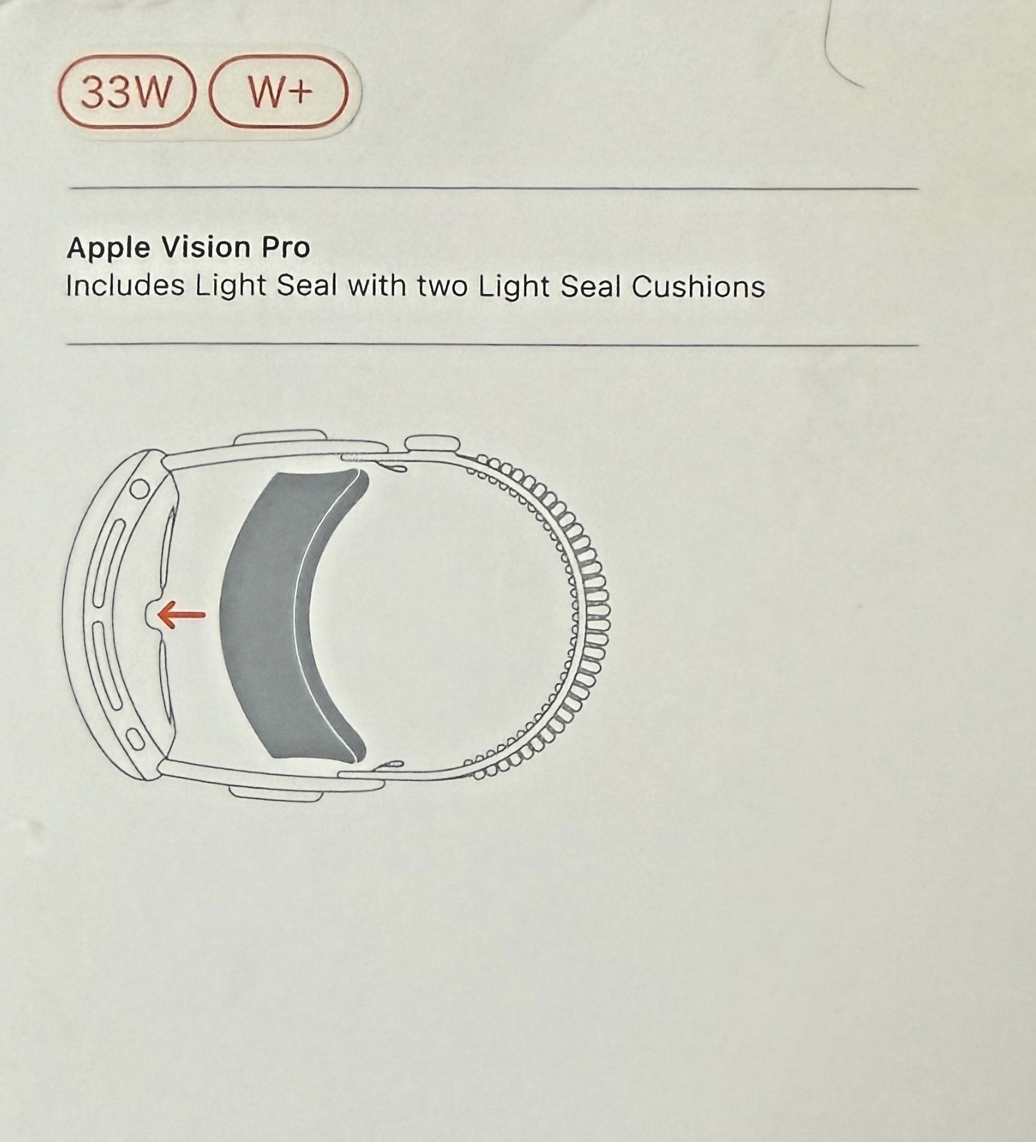 Apple Vision Pro Light Seal - 33W W+ MVH13LL/A - NEW & SEALED