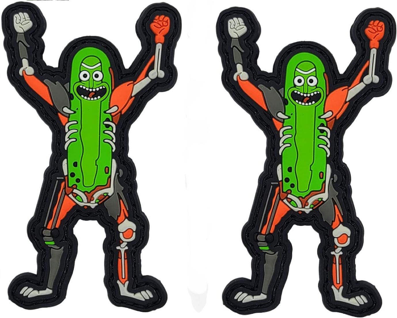 Pickle Rick 3D PVC Rubber Tactical Morale Patch (2PC SET -Hook Backing)