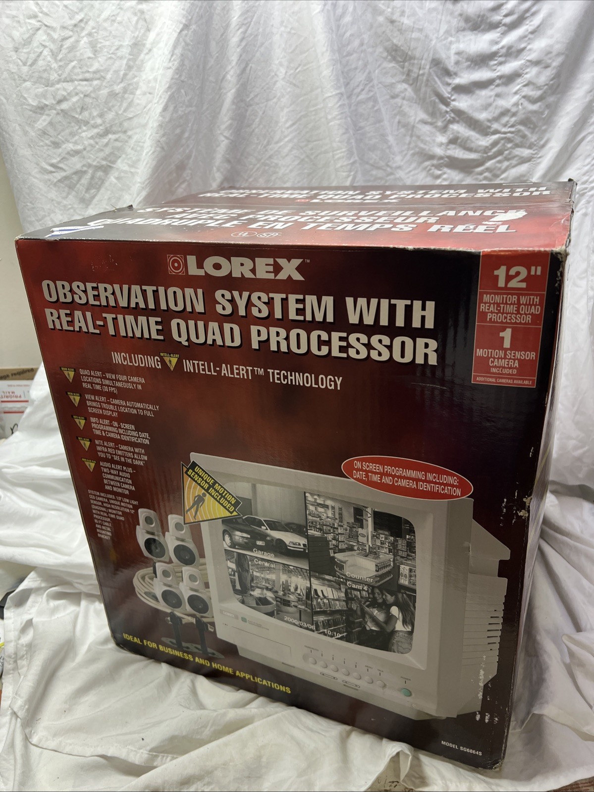 Lorex 12" black & white 4 channel 2-way (4) Cameras Observation Security System