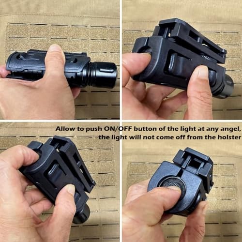 Quick Draw Tactical Flashlight Holster, Rotatable Tactical Molle Light Holder