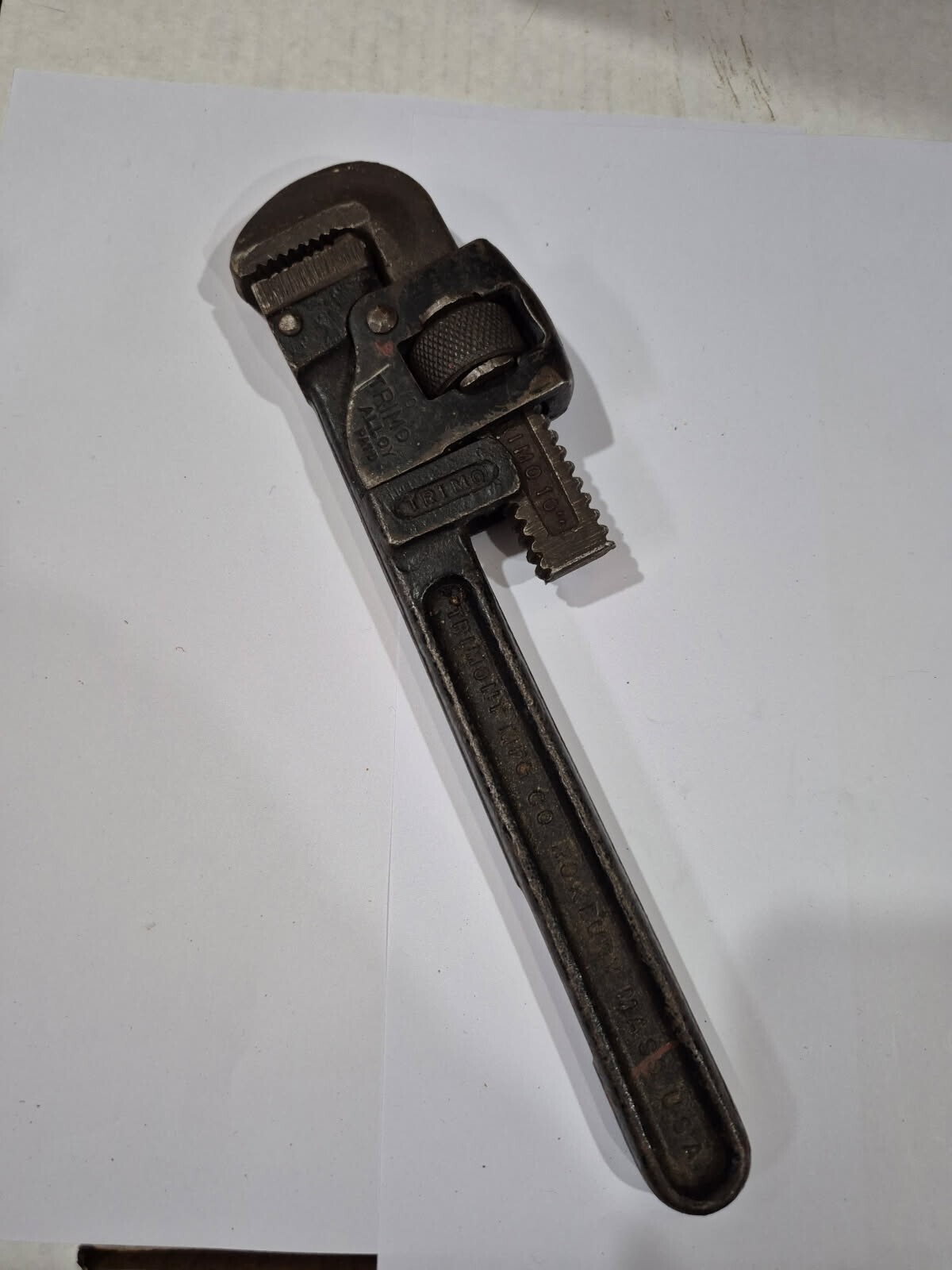 Vintage Trimo 10” Pipe Wrench Trimont Mfg Co. Roxbury Mass
