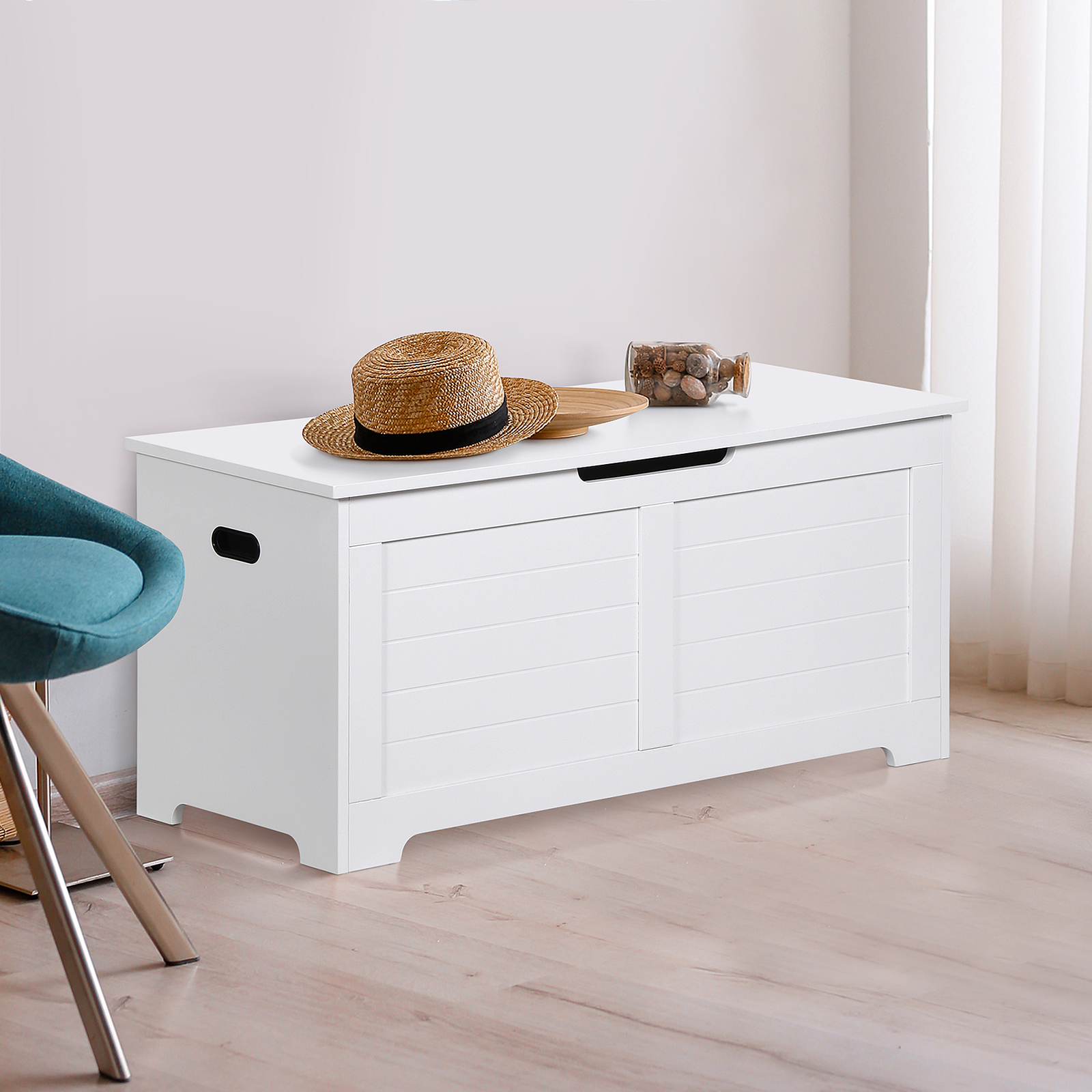 Storage Chest Storage Trunk with 2 Safety Hinges Storage Bench Shoe Bench White