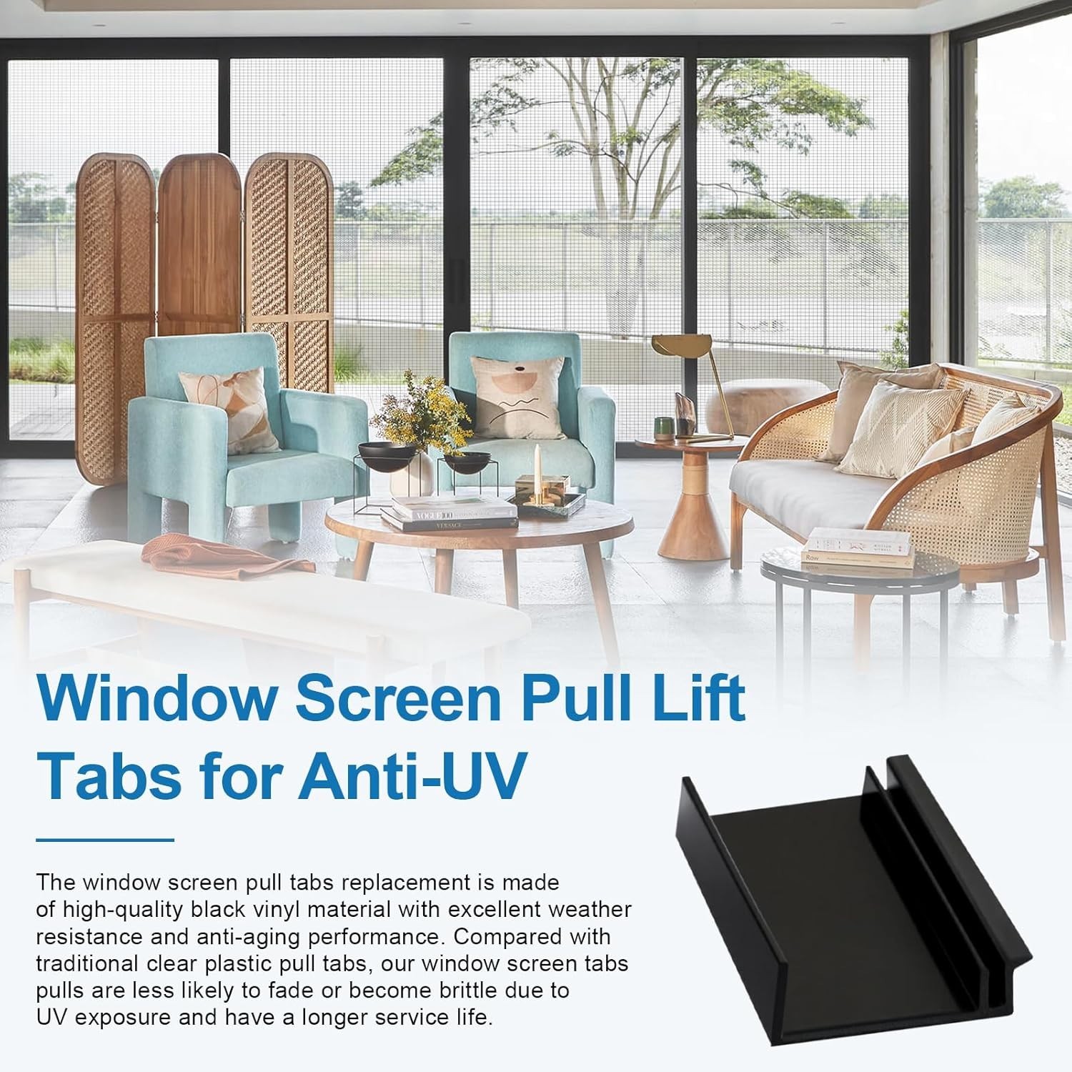 10 Pack Window Screen Pull Tabs, Lift Tabs Replacement Black