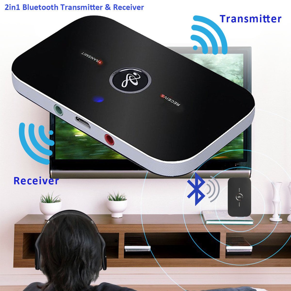 Bluetooth Transmitter & Receiver Wireless Adapter For Home stereos/speakers
