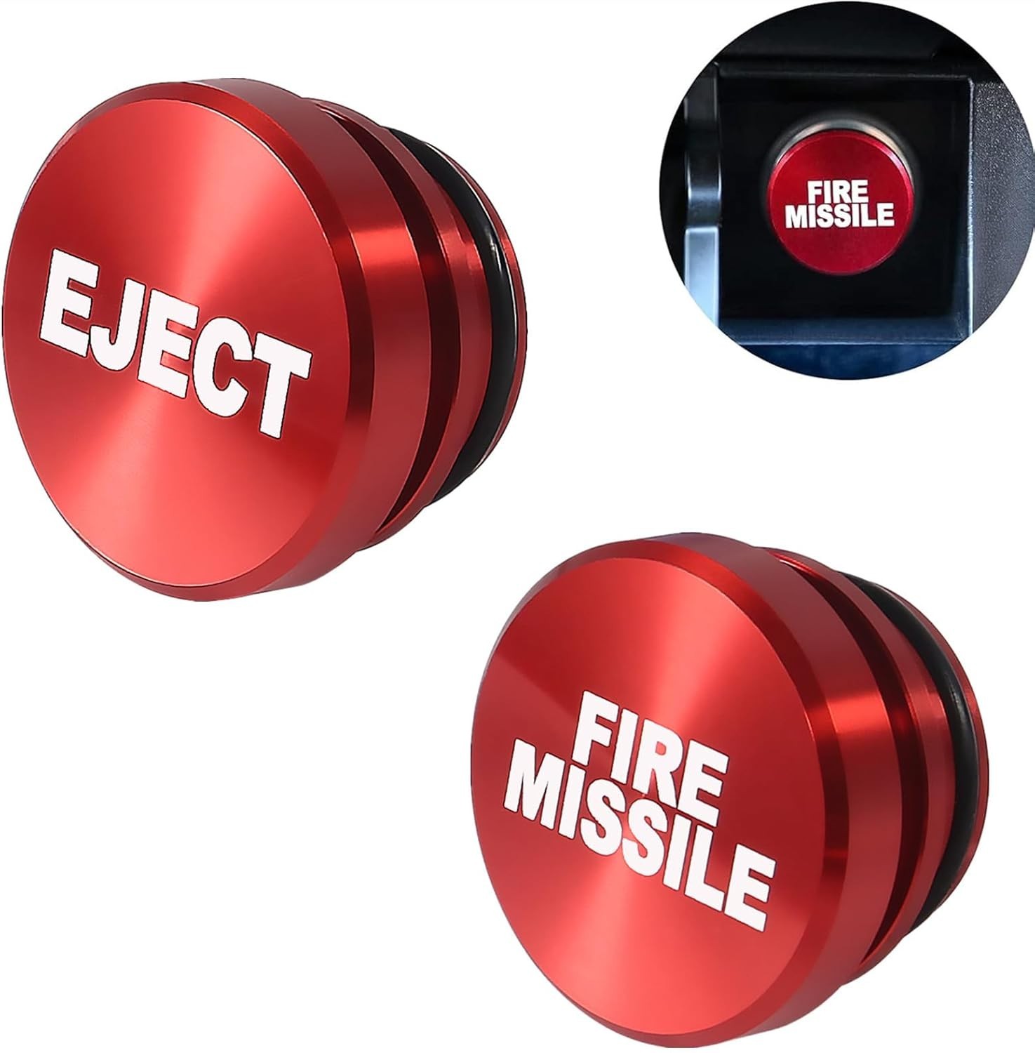 2 Pack Billet Aluminum Car Cigarette Lighter Plug Replacement Eject Button FIRE