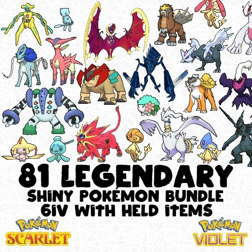 81 Shiny Legendary Pokémon Bundle 6IV Legendaries Pokemon Scarlet Violet SV