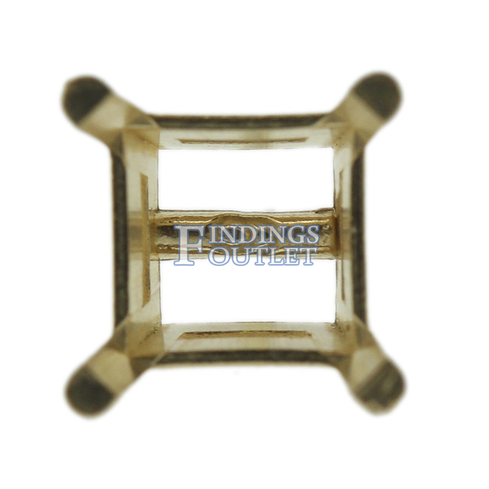 14k Yellow Gold Princess Stud Earring Mounting Setting Push Back Post 4 Prong