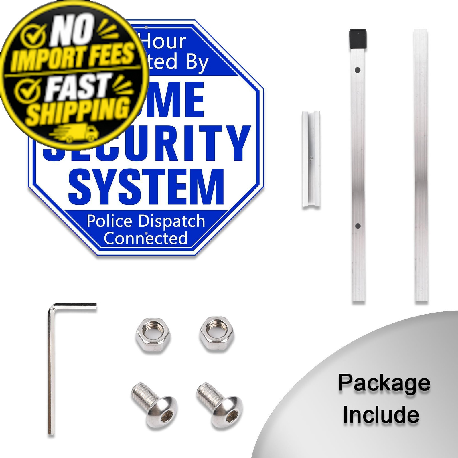 Uflashmi Home Security System Signs for Yard, Yard 10"x 28", blue