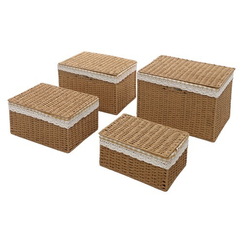 Large Storage Bin Rope Woven Basket Storage Basket with Lid/Handle & Liner
