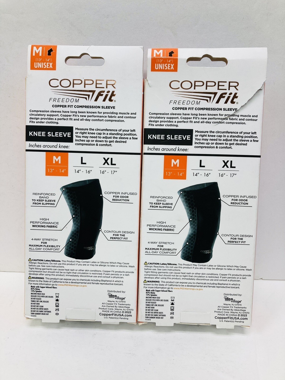 2 Pack Copper Fit The Original Compression Knee Sleeve MEDIUM 13”-14” 1 each